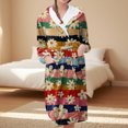 thumbnail image 2 of Women's Fleece Plush Robe Long Warm Plush Bathrobe Loungewear Jacket Printed Comfort Robe, 2 of 5
