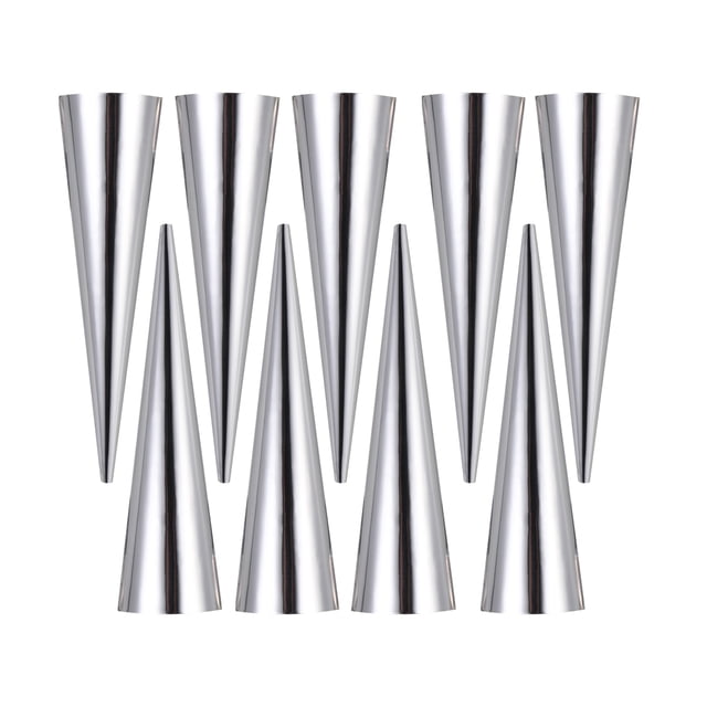 9pcs Molde para hornear pan de acero inoxidable Molde de croissant en forma cónica Herramientas para hacer pan para panadería casera (tamaño L)