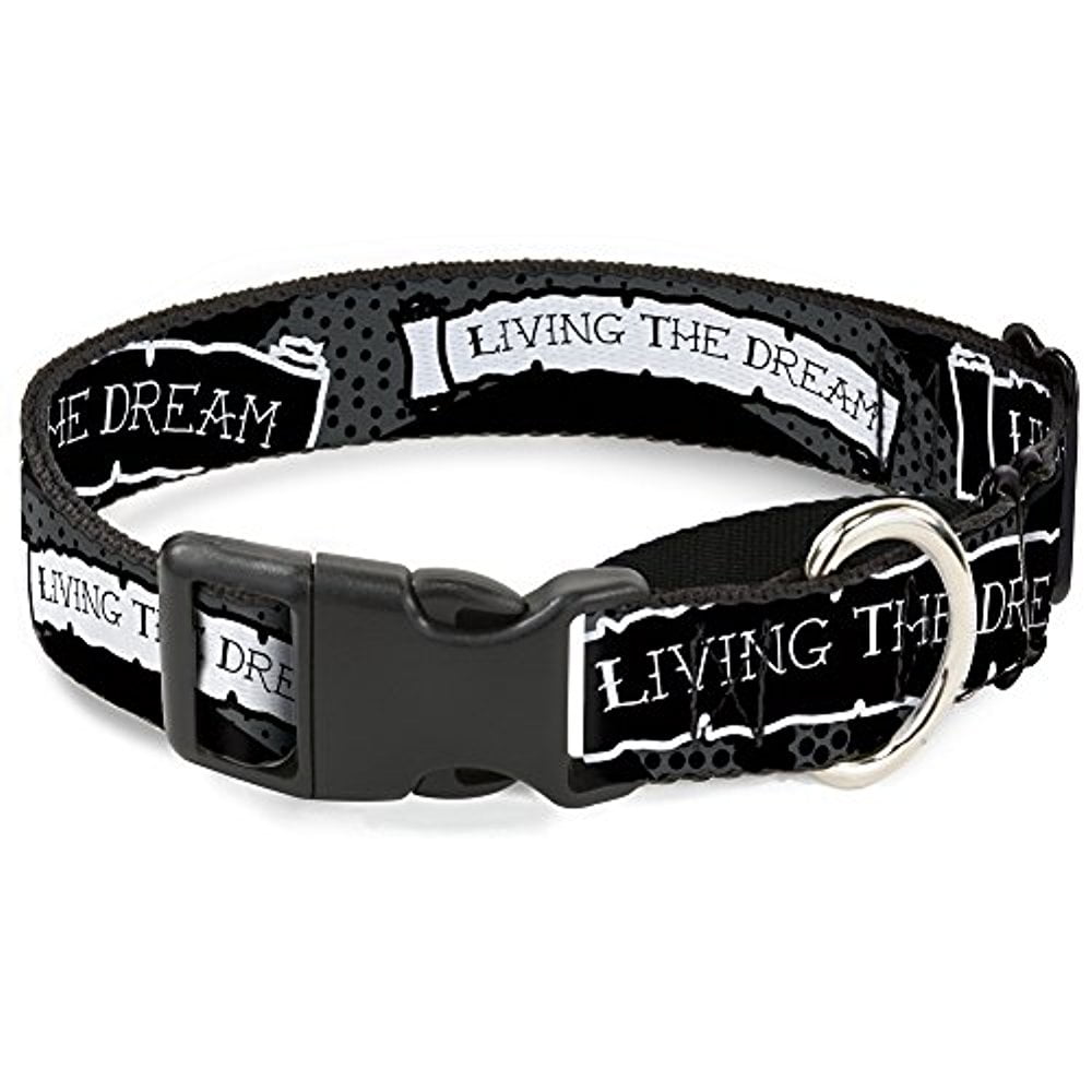 Buckle-Down MGC-W31259-L Living The Dream Scroll Gray Black White Martingale Dog Collar