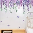thumbnail image 3 of 1Pc Wall Sticker 901.5x297x0.2mm PVC 3D Purple Flowers Wisteria Pattern Wall Decals for for Bedroom Living Room Classroom Office Decoration, 3 of 3