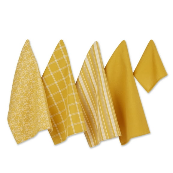 Assorted Honey Gold Dishtowel & Dishcloth (Set of 5) 18x28