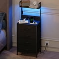 thumbnail image 2 of Eunos Tall Nightstand with Charging Station, Black Dresser with 4 Drawers and Storage Shelves for Bedroom, 2 of 7