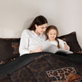 thumbnail image 4 of Erosebridal Brown Leopard Print Twin Comforter Sets for Girls Women, Monogrammed I Bedding Set, Black Reversible 2 Pieces, 1 Comforter and 1 Pillowcase, 4 of 6