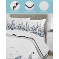 thumbnail image 4 of Blue Botanical Full Size Down Alternative Comforter, Lightweight Comforter Quilt Bedding Set with Pillow Shams Dragonfly Flower Leaf Retro Ink Style All Seasons Bed Comforter Duvet Insert 78"x90", 4 of 7