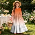 thumbnail image 7 of ersvoioy Girls Summer Party Dress Gradient Print Ruffle Cap Sleeve Round Neck A-Line Flowy Hem Sundress 4-14 Years, 7 of 7