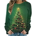 thumbnail image 2 of FDGIU Women's Christmas Graphic Tunic Tops - Soft Long Sleeve Crewneck Blouses with Xmas Tree Prints, Holiday Party Tees, 2 of 6