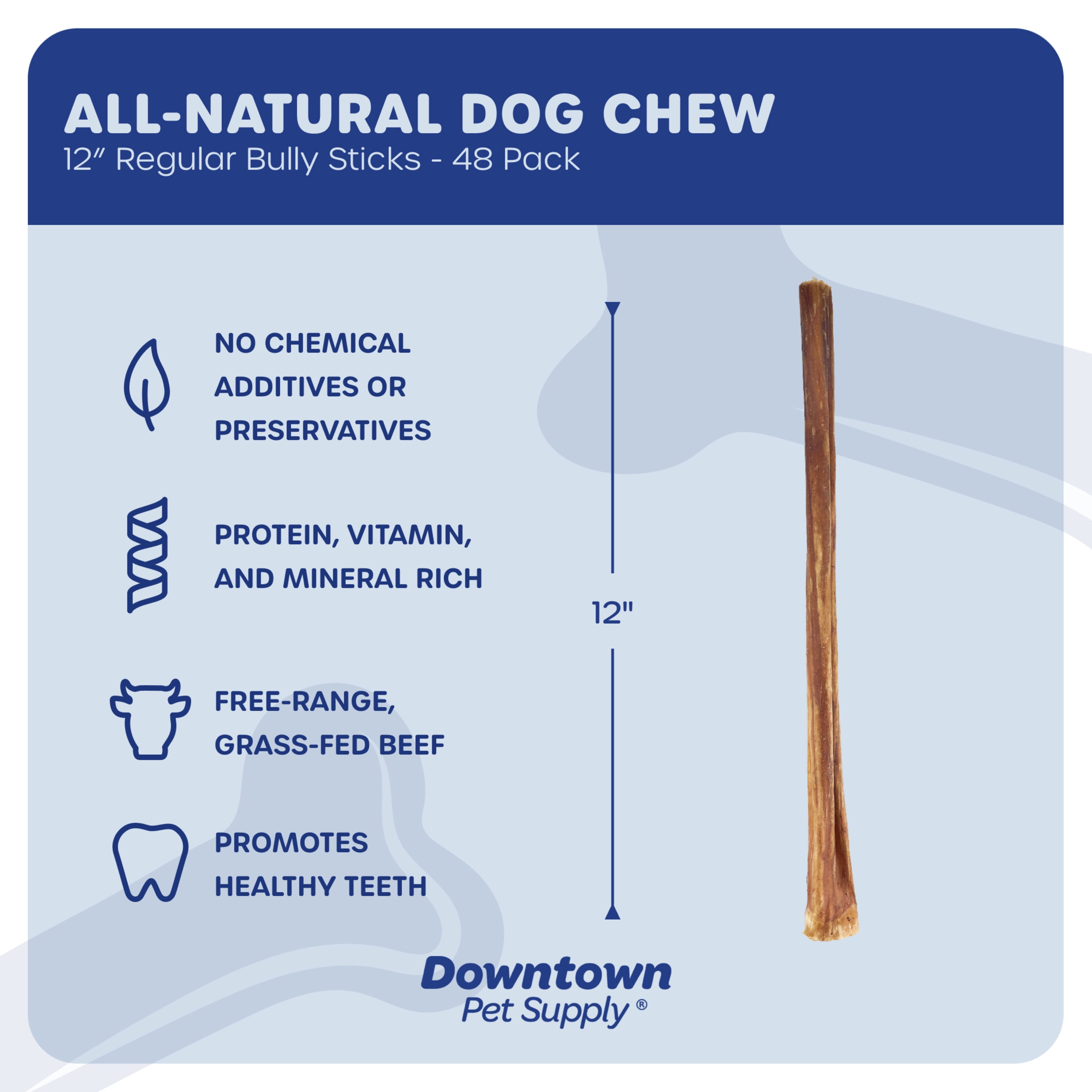 Downtown Pet Supply Bully Sticks For Dogs Rawhide Free Dog Chews 48 Pack