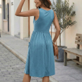 thumbnail image 2 of MLDRA Women's Summer Dresses Casual Sleeveless Sundress Loose Button Elastic Waist Maternity Midi Dress with Pockets Blue 2XL, 2 of 6