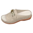 thumbnail image 3 of Rokment Classic Mules Orthopedic Dress Walking Sandals for Women 2026 Summer Fashion Casual Leather Open Toe Platform Wedge Low Heel Backless Slippers Beige Size 6.5, 3 of 4
