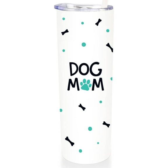 SassyCups Stainless Steel Dog Mom Tumbler, Cup For Dog Lover, White, Mint, Black, 20 oz