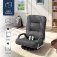 thumbnail image 4 of PRZL Swivel Gaming Chair 360 Degree Multipurpose Floor Chair Rocker for TV, Reading, Playing Video Games w/Lumbar Support, Armrest Handles, Adjustable Foldable Backrest - Dark Gray, 4 of 16