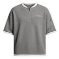 thumbnail image 4 of Akiihool Oversized Tee Men Men's T Shirts Short Sleeve Casual V Neck T-Shirt Soft Notch Neck Tee Classic Plain Shirts(Grey,3XL), 4 of 4