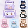 thumbnail image 3 of FUZHIQ Cartoon Patchwork School Backpack for 3rd 4th 5th 6th Grade Reflective Strip Ergonomic Back Cushion Multi Pocket Bookbag Back to School, Pink, 3 of 5