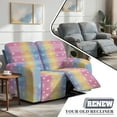 thumbnail image 5 of Xoenoiee Colorful Star Heart Stripe Print Recliner Loveseat Cover, 6-Piece Stretch Slipcover for 2-Seater Sofa, Washable Furniture Protector with Side Pockets for Pets Kids, 5 of 6