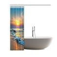 thumbnail image 2 of MYPOP Summer Ocean Beach Decor Collection, Colorful Last Sunlights Over the Sea Waves Polyester Fabric Bathroom Shower Curtain Set with Hooks, 60 X 72 Inches Long, Orange Blue, 2 of 2