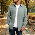 thumbnail image 3 of Rvwovn Men's Plaid Flannel Long Sleeve Shirt Collar Button Front Vintage Casual Fall Layering Top, 3 of 7