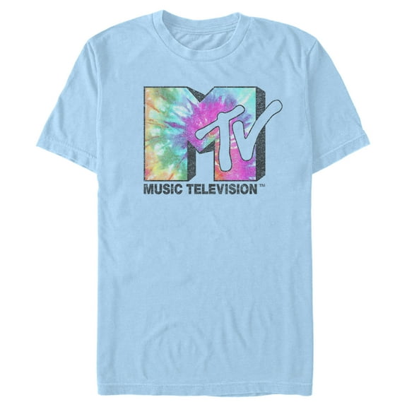 Men's MTV Tie Dye Logo  Graphic Tee Light Blue Medium