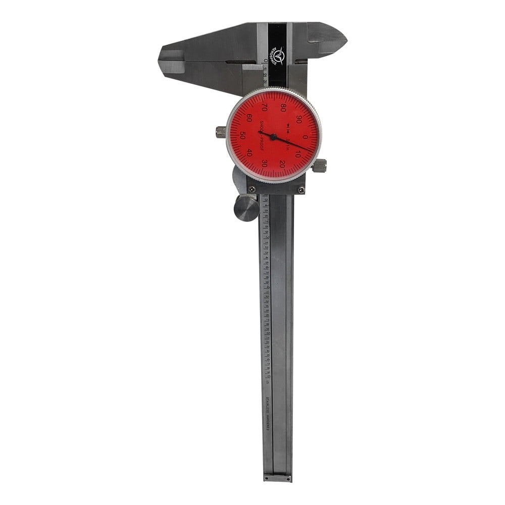 RED - 4 Way Dial Caliper 6" Stainless Steel Shock Proof 0.001"