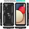 thumbnail image 2 of for Samsung Galaxy A03S Case,Galaxy A03S Case with HD Screen Protector,[Military Grade] Ring Car Mount Kickstand Hybrid Hard PC Soft TPU Shockproof Protective Case for Samsung A03S (Black), 2 of 6