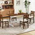 thumbnail image 4 of Costway 55” Dining Table for 4-6 People, Rectangular Kitchen Table with Wood Trestle Base Walnut + White, 4 of 10