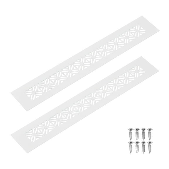 2Pack Aluminum Alloy Air Vents, 300 x 50mm / 11.8 x 2" Rectangle Louvered Ventilation Grille Cover with Mounting Screws for Door Cabinet Wardrobe, White