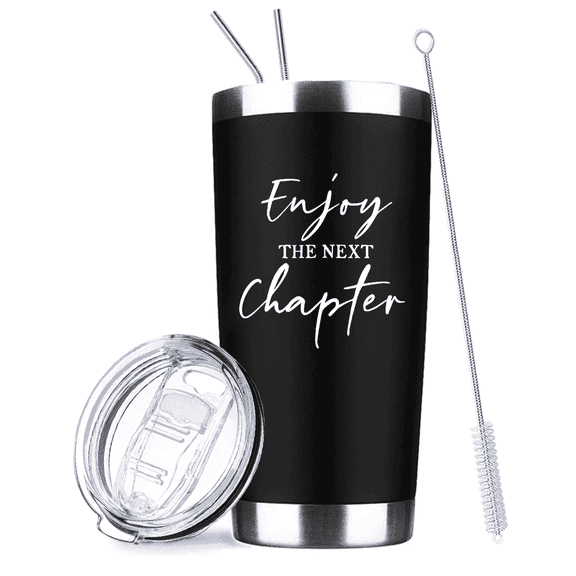 Jaustee 20 oz Insulated Stainless Steel Black Tumbler, Retirement Farewell Goodbye Going Away Travel Cup Mug