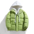 thumbnail image 4 of Conjunto de dos piezas de almohadilla de algodón con ilusión, abrigo de invierno cálido y grueso para parejas, chaqueta con capucha de algodón de moda con transmisión en vivo, 4 of 4