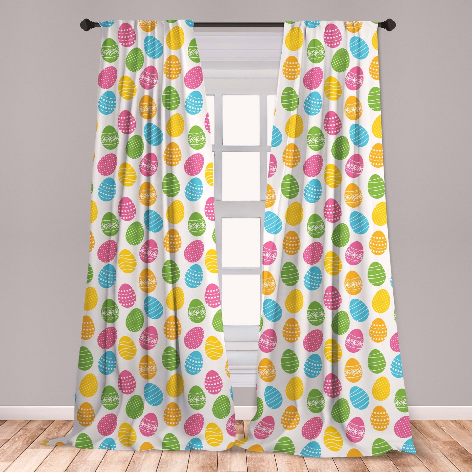 Easter Curtains 2 Panels Set Greeting The Colorful And Fun Spring Season April Holiday 7654