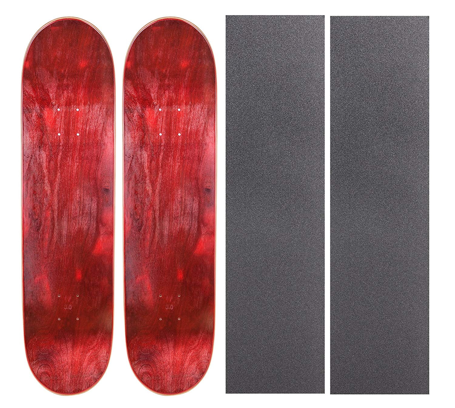 Cal 7 Blank Maple Skateboard Decks with Grip Tape Two Pack (Red, 8.5