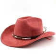 thumbnail image 2 of Men and Women's Classic Western Rolled-up Vegan Suede Decent Adjustable Drawstring Cowboy Cowgirl Hat Halloween Accessory, 2 of 4