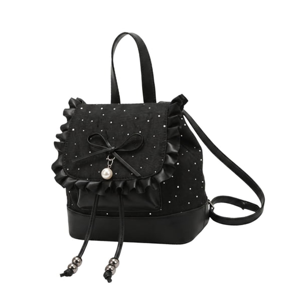 Mini mochila de gran capacidad de piel sintética, moderna e informal, ideal para ir al trabajo. Negro