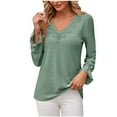 thumbnail image 2 of Ailaofu Womens Tops V Neck Boho Long Sleeve Shirts Blouses Flowy Lace Crochet Clothing Casual Trendy Tunic, 2 of 6