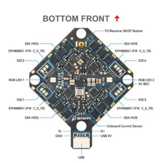 F4 2-3S 20A AIO Flight Controller V1 for Pavo Pico Brushless BWhoop Quadcopter HX115 SE Toothpick Drones Quadcopter