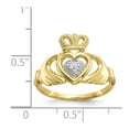 thumbnail image 3 of 10K Two-Tone Gold Ring Band Themed & Rhodium Claddagh, Size 9, 3 of 5