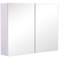 thumbnail image 1 of HOMCOM Bathroom Mirror Cabinet, Wall-Mounted Storage Organizer with Double Doors, Adjustable Shelf, Light Lilac, 1 of 7
