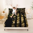 thumbnail image 3 of Manfei Camouflage US Flag Bed Sheets, Hunting Mallard Duck Full Size Sheets, Green Brown Black, Black Reversible 4pcs (1 Flat Sheet, 1 Fitted Sheet and 2 Pillowcases), 3 of 6