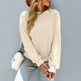thumbnail image 4 of Resicozy Womens Sweatshirts Oversized Plain Crewneck Pullover Hoodies Trendy Cute Long Sleeve Drop Shoulder Sweater Tops Beige XL, 4 of 6