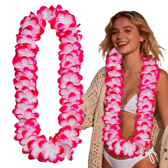 Safeglitz 1 Pcs Hawaiian Leis Bulk Colorful Tropical Flower Necklace for Luau Party Decorations, Summer Beach Party Favors, Hawaii Theme Birthday Decor, Pool Party Supplies, Hawaiian Garland(A-1Pcs)