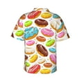 thumbnail image 3 of Balery Color Donut Print Men's Hawaiian Shirts Short Sleeve Beach Shirt Relaxed Fit Vacation Button Down Shirts-3X-Large, 3 of 9