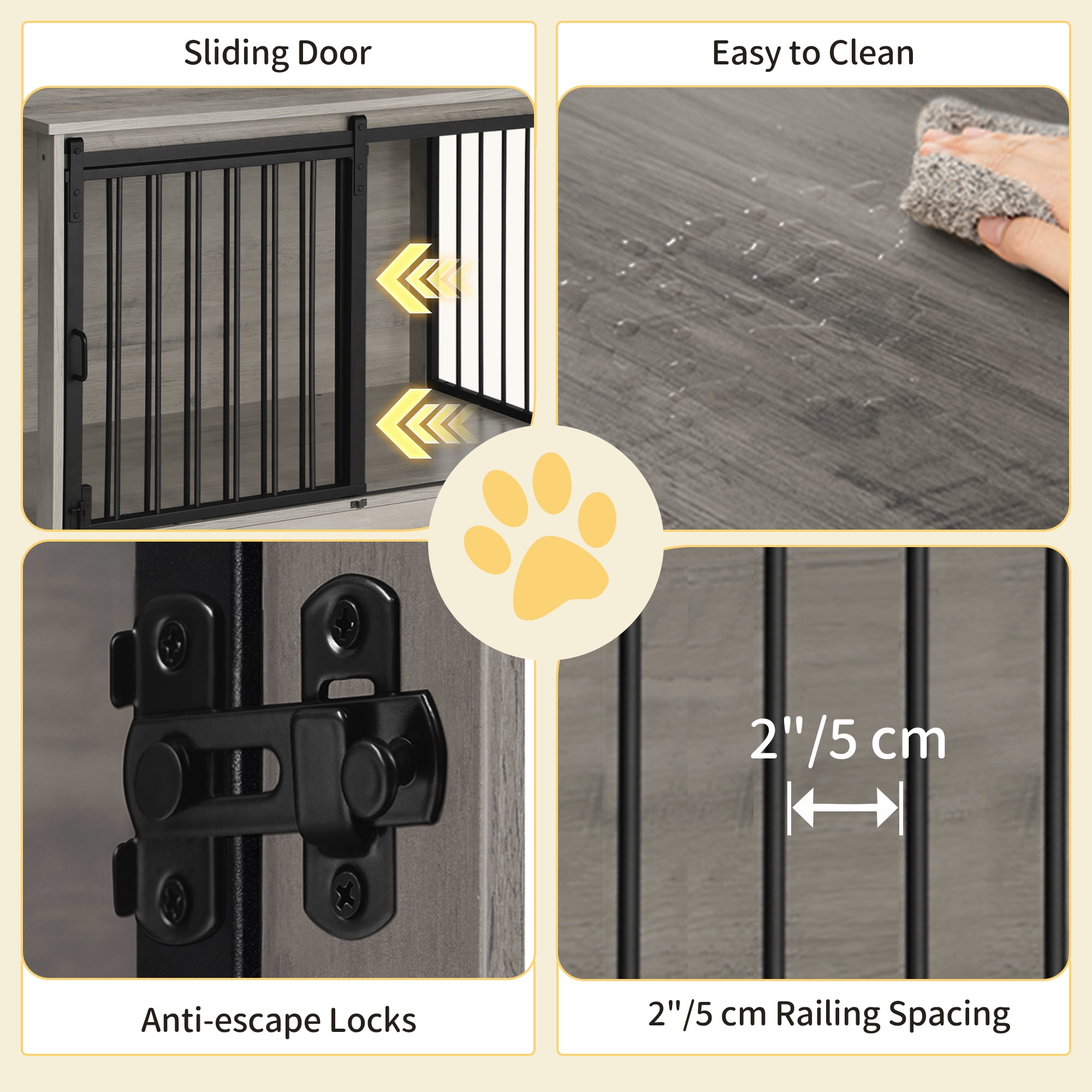 27.2"Dog Crate Furniture with Barn Door,Wooden Pet Cage End Table for Small Medium Dogs up to 22 lb