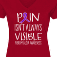 thumbnail image 4 of Inktastic Fibromyalgia Awareness Pain Isn't Always Visible Women's V-Neck T-Shirt, 4 of 5