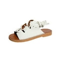 thumbnail image 2 of Viluyesy Womens Gladiator Sandals, Open Toe Solid Color Strappy Summer Fashion Beach Flat Shoes White 7, 2 of 9