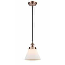 916-1P-AC-G41-Innovations Lighting-Cone - 1 Light Cord Hung Mini Pendant In Industrial Style-10 Inches Tall and 8 Inches Wide-Antique Copper