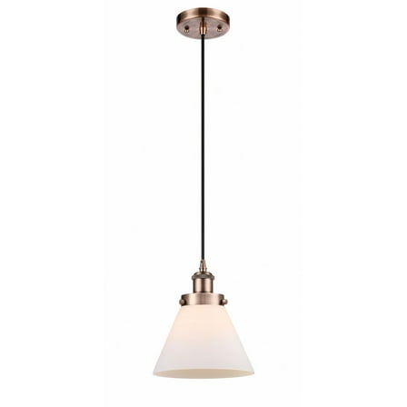 916-1P-AC-G41-Innovations Lighting-Cone - 1 Light Cord Hung Mini Pendant In Industrial Style-10 Inches Tall and 8 Inches Wide-Antique Copper