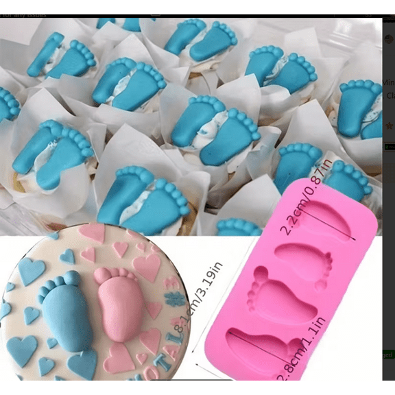 3D Cute Baby Mini Foot Silicone Mold,