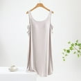 thumbnail image 2 of ibuvkizy Nightgowns for Women Pajama Dress with Built in Bras Pads Nightshirt Dress Women's Fashion Solid Color Round Neck Sleepwear Sleeveless Nightdress Gray XL, 2 of 7