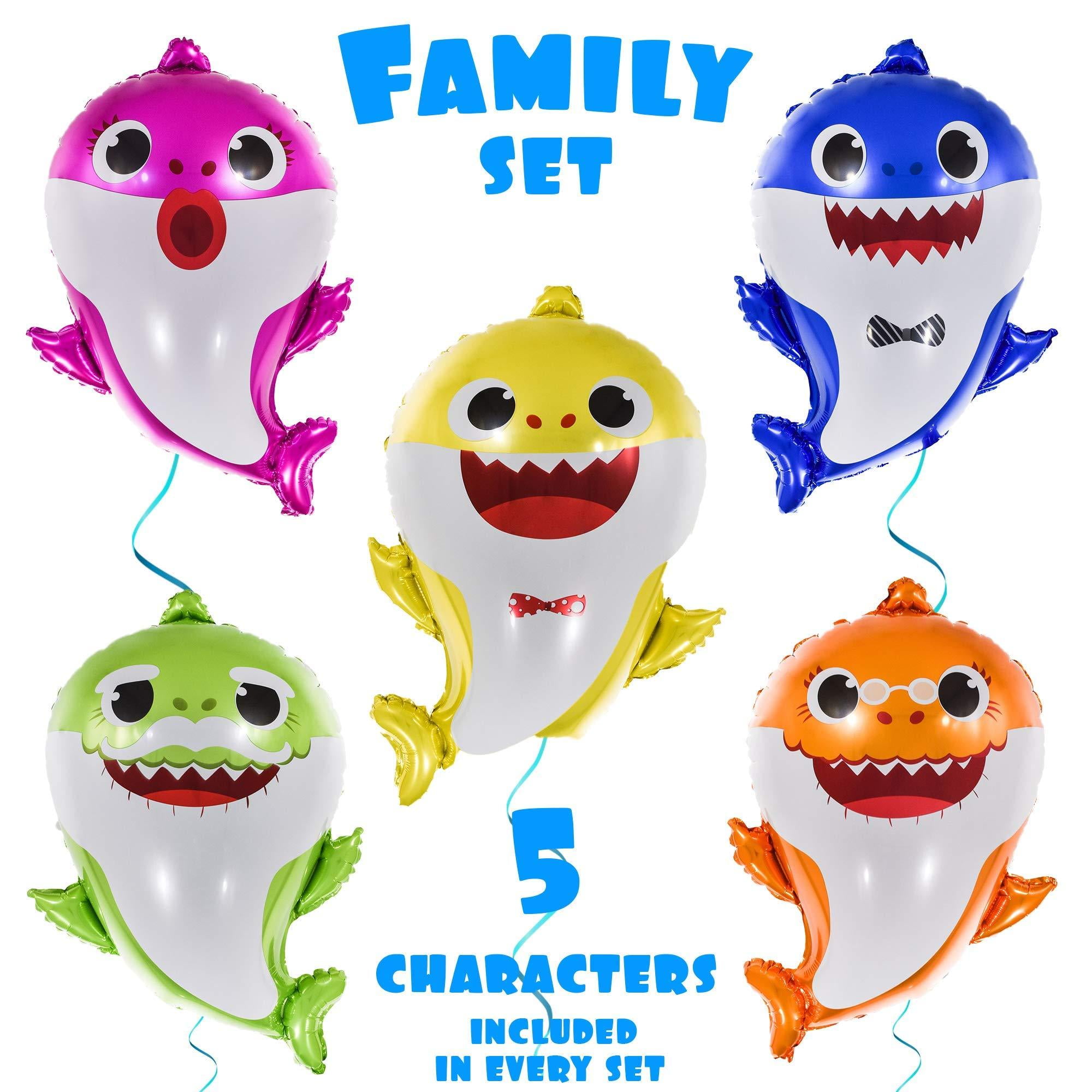 16 DOO DOO Letters OMG Party Factory Globos Para Fiestas 5pcs + Letters Huge 25 Baby Cute Shark Balloons All Family Members Included Doo Doo Birthday Party Decorations /& Supplies Helium Mylar Foil Balloons