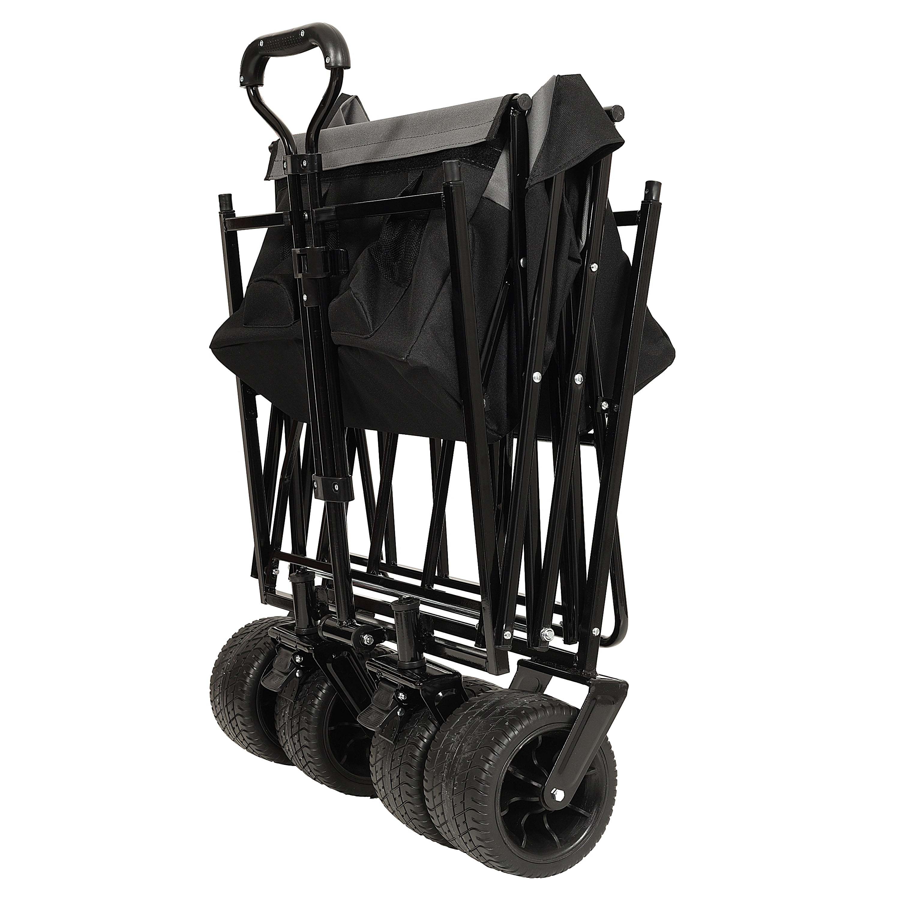 480Lbs Collapsible Wagon with Canopy, Wagon Stroller with 7" All-Terrain Wheels, Lightweight Foldable Wagon, Large Capacity for Camping, Shopping, Sports, and Garden Use, Black