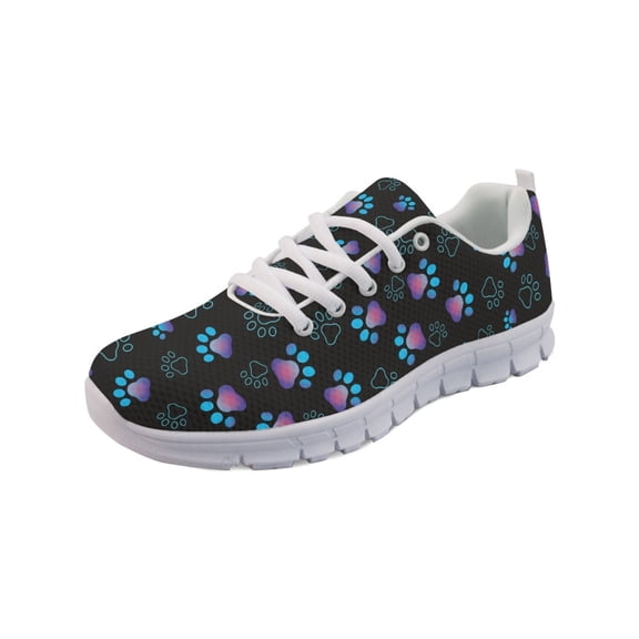 COEQINE Paw Purple Blue Women Sneakers Tennis Shoes Cat Dog Puppy Footprint Fashion Sport Gym Jogging Tennis Fitness Sneaker White Sole Girls Taining Athletic Footwear