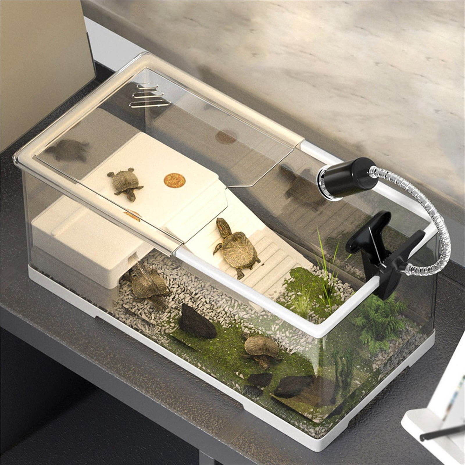 Turtle tank visual turtle ecological integrated bottom drainage household use